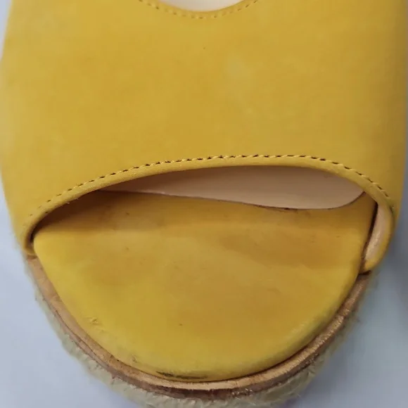 Cole Haan Yellow Wedge Espadrilles With Wooden Heel Size 10